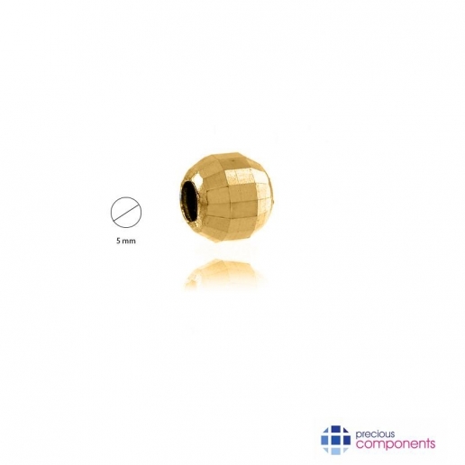 9K Yellow Gold Disco Bead 5 mm 2 holes - Precious Components